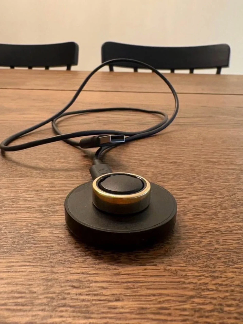 Oura Ring Charger Dock Black with Gold Accent